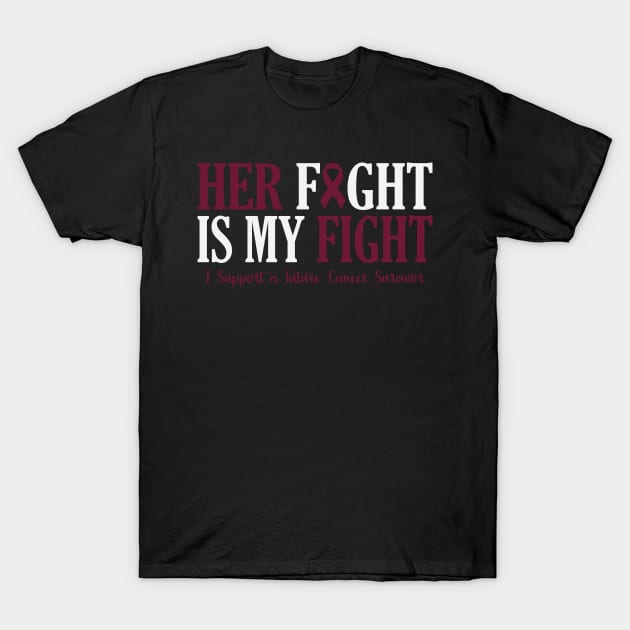 Her Fight Is My Fight I Support Future Cancer Survivor Sickle Cell Awareness Burgundy Ribbon Warrior T-Shirt by celsaclaudio506